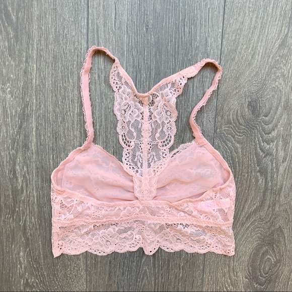PINK Victoria's Secret Racer Back Lace Bralette Pink Size Small - Picture 6 of 6